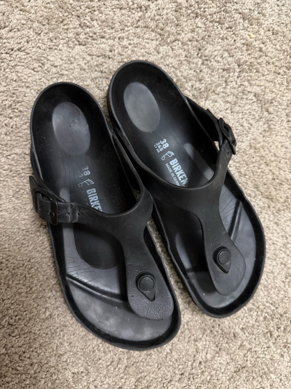 Birkenstock Black Thong Sandals with Buckle